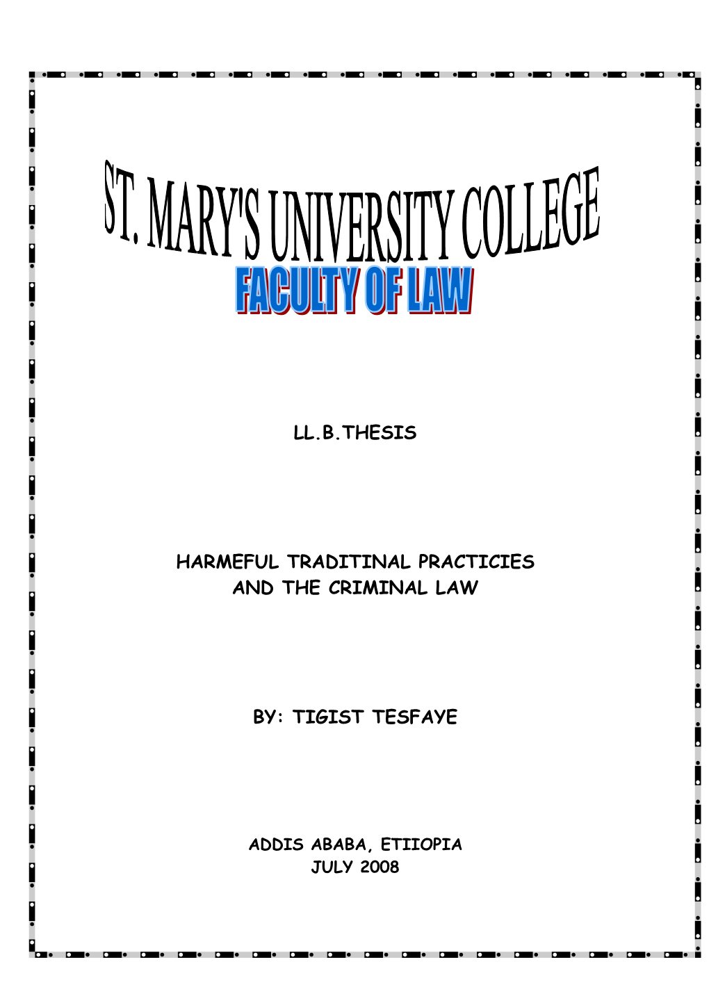 Tigist Tesfaye LL B Thesis