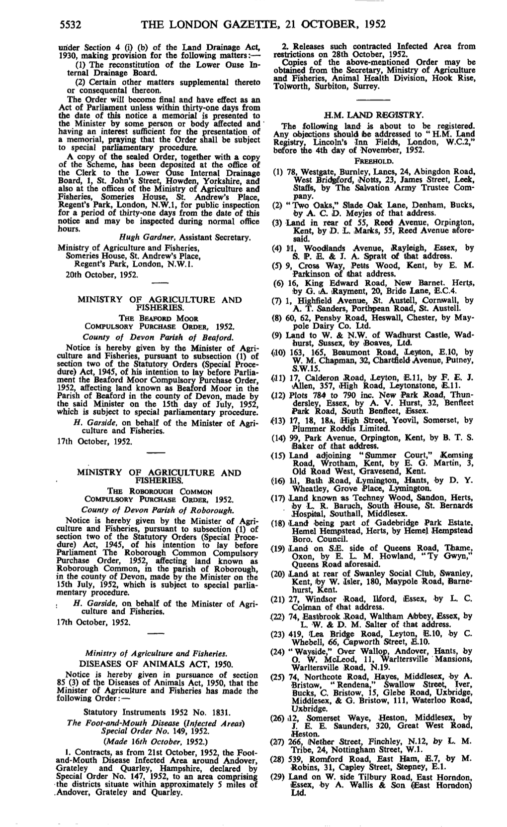 5532 the London Gazette, 21 October, 1952