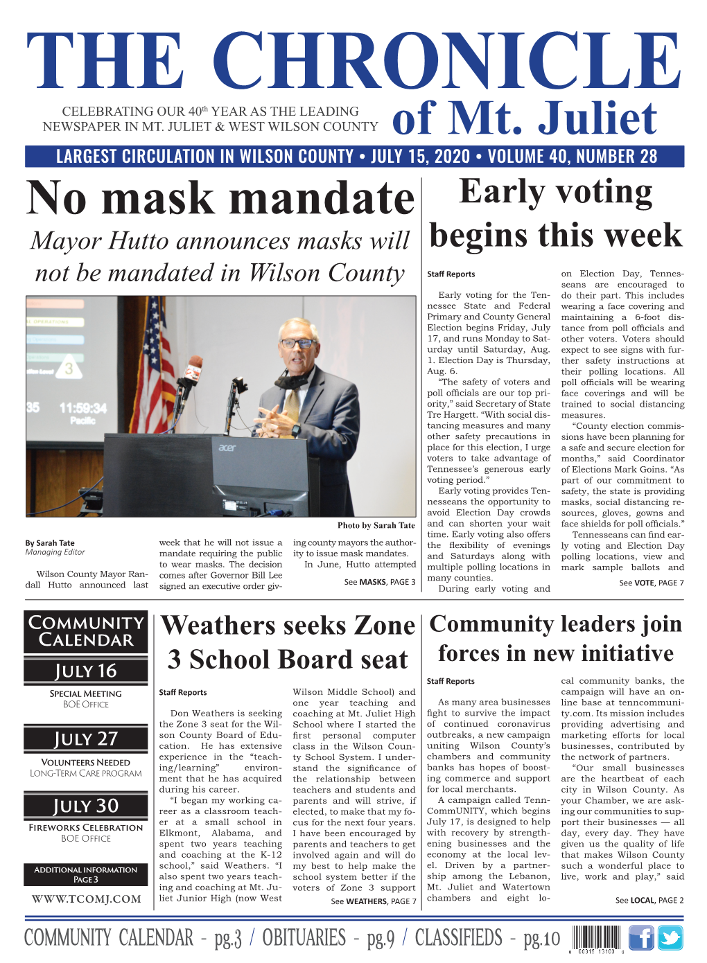 No Mask Mandate Early Voting Mayor Hutto Announces Masks Will Begins This Week