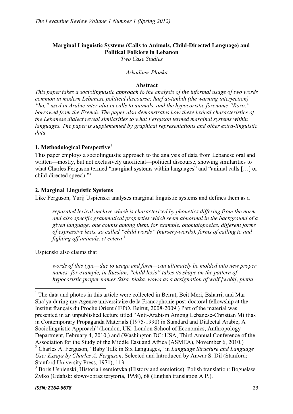 Arabic Dialect Marginal Systems (Animal Calls, Child-Directed