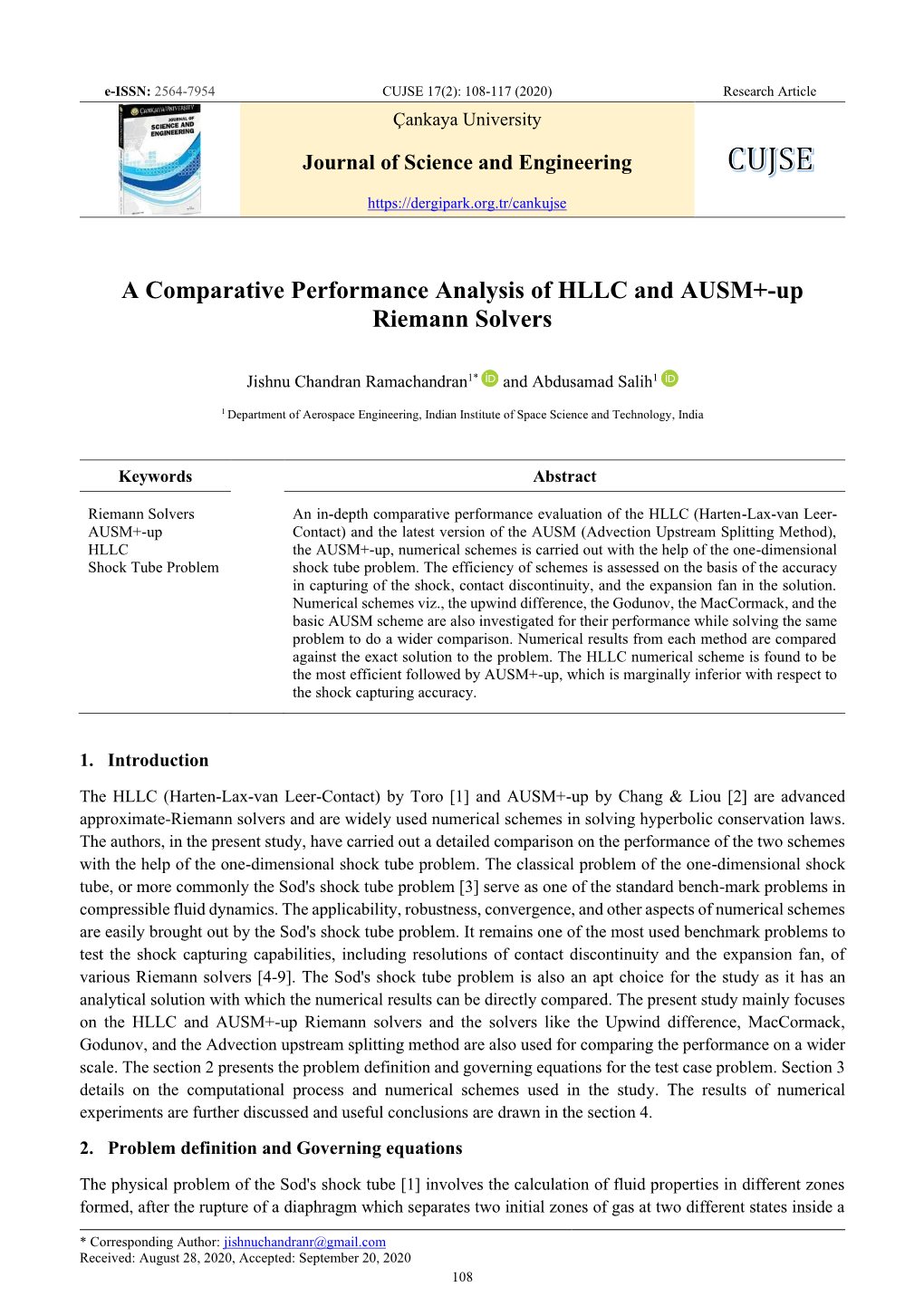 A Comparative Performance Analysis of HLLC and AUSM+-Up Riemann Solvers