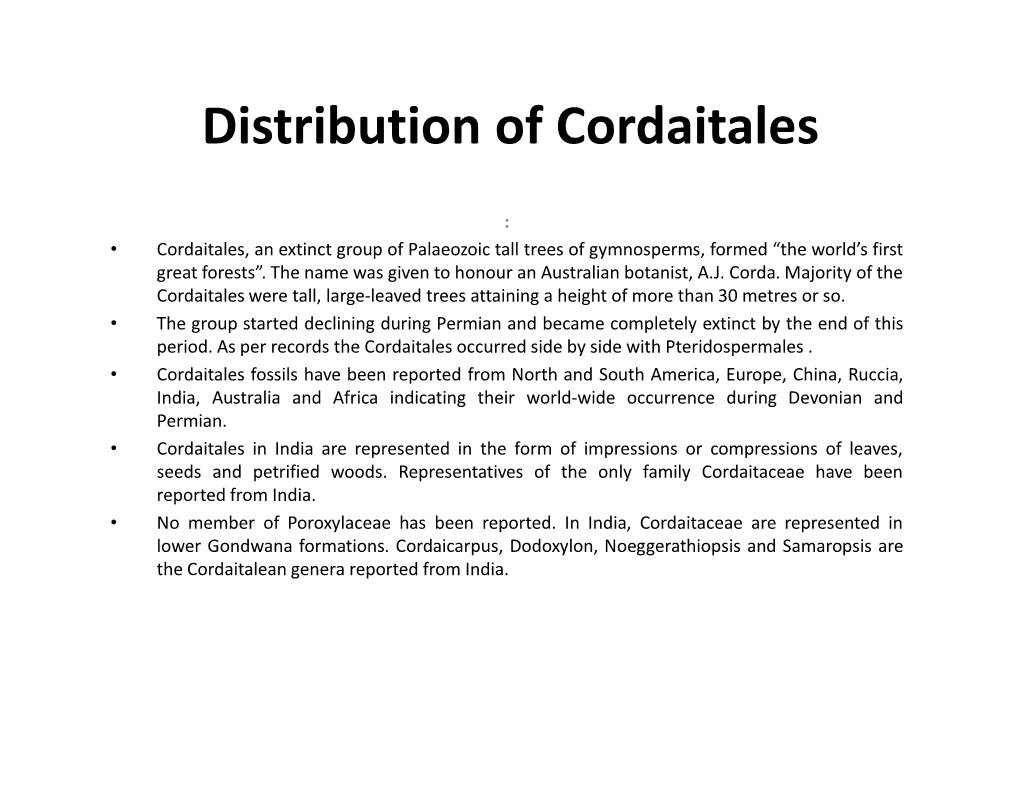 Distribution of Cordaitales