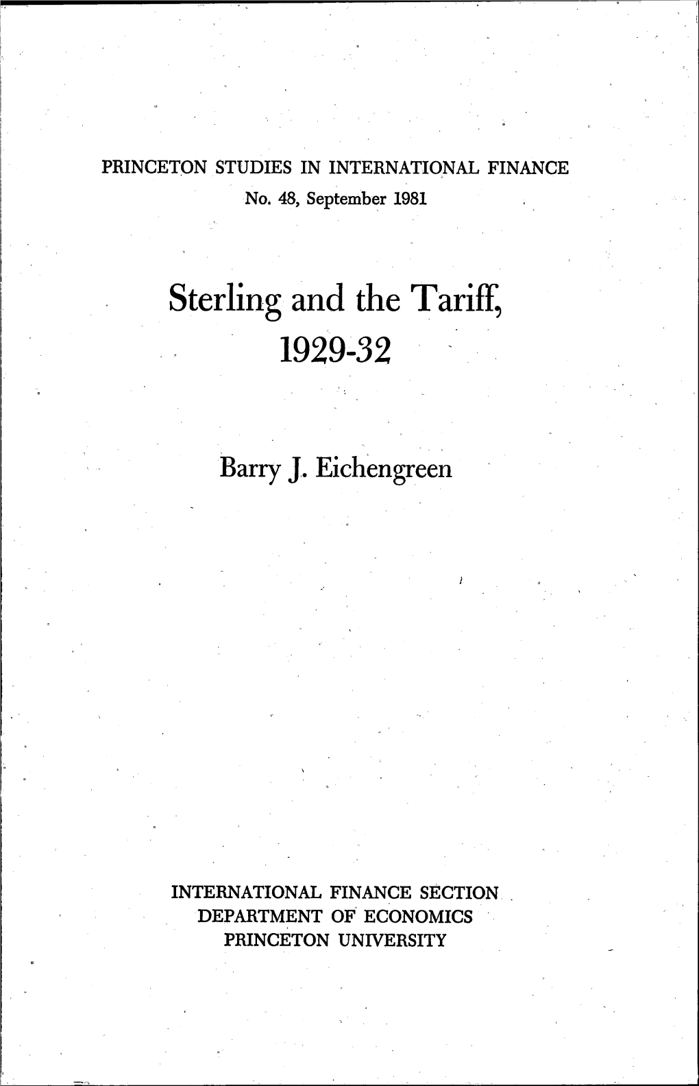 Sterling and the Tariff, 1929-32