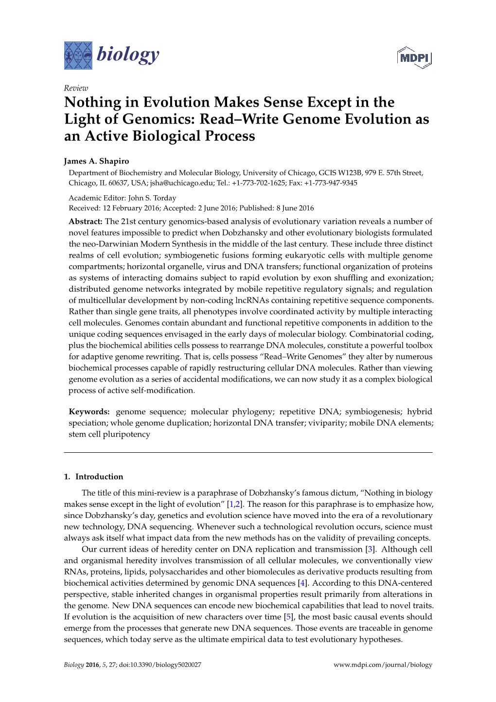 Read–Write Genome Evolution As an Active Biological Process