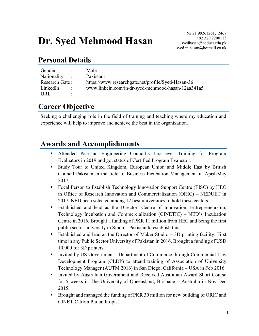 Dr. Syed Mehmood Hasan