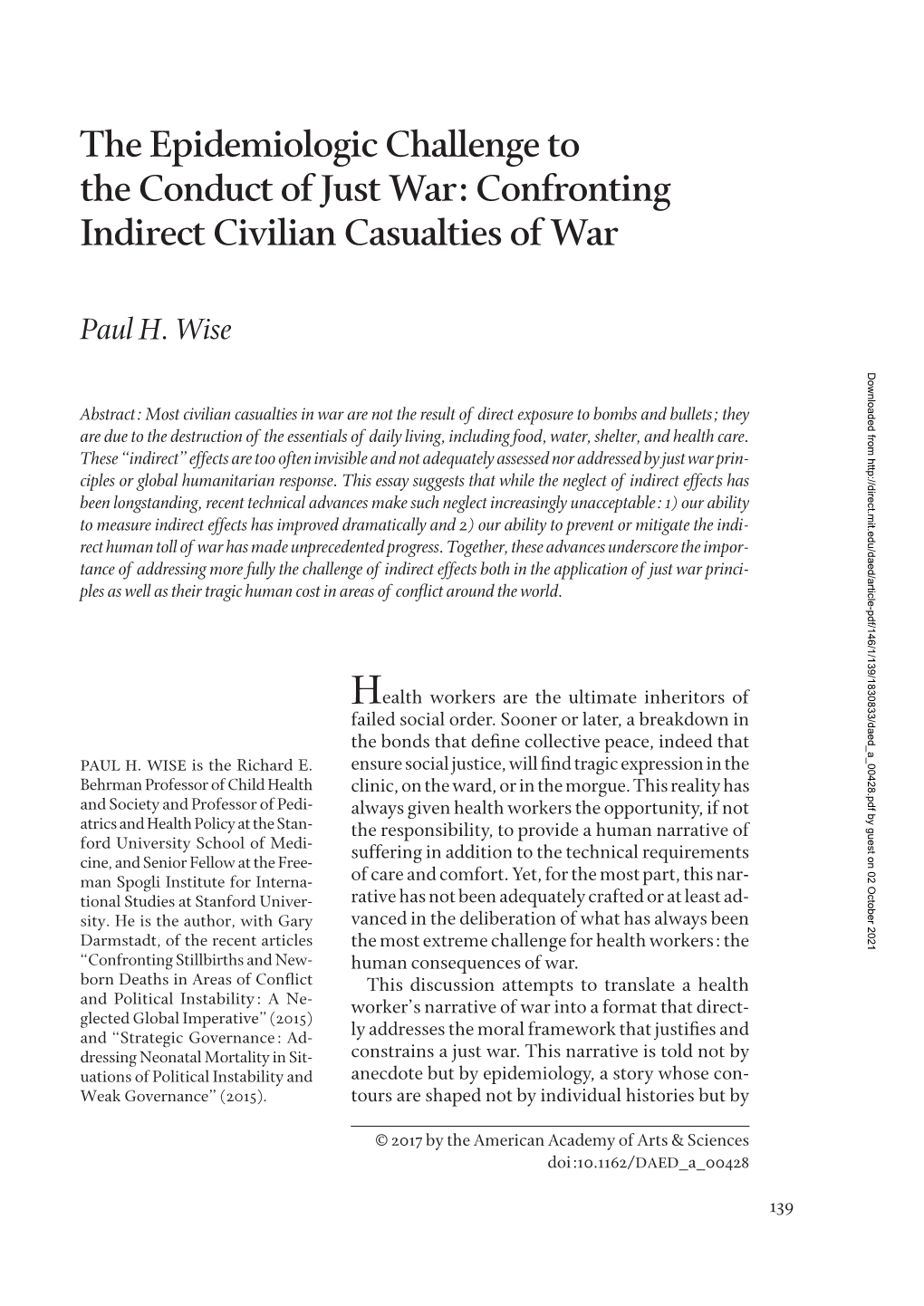 Confronting Indirect Civilian Casualties of War