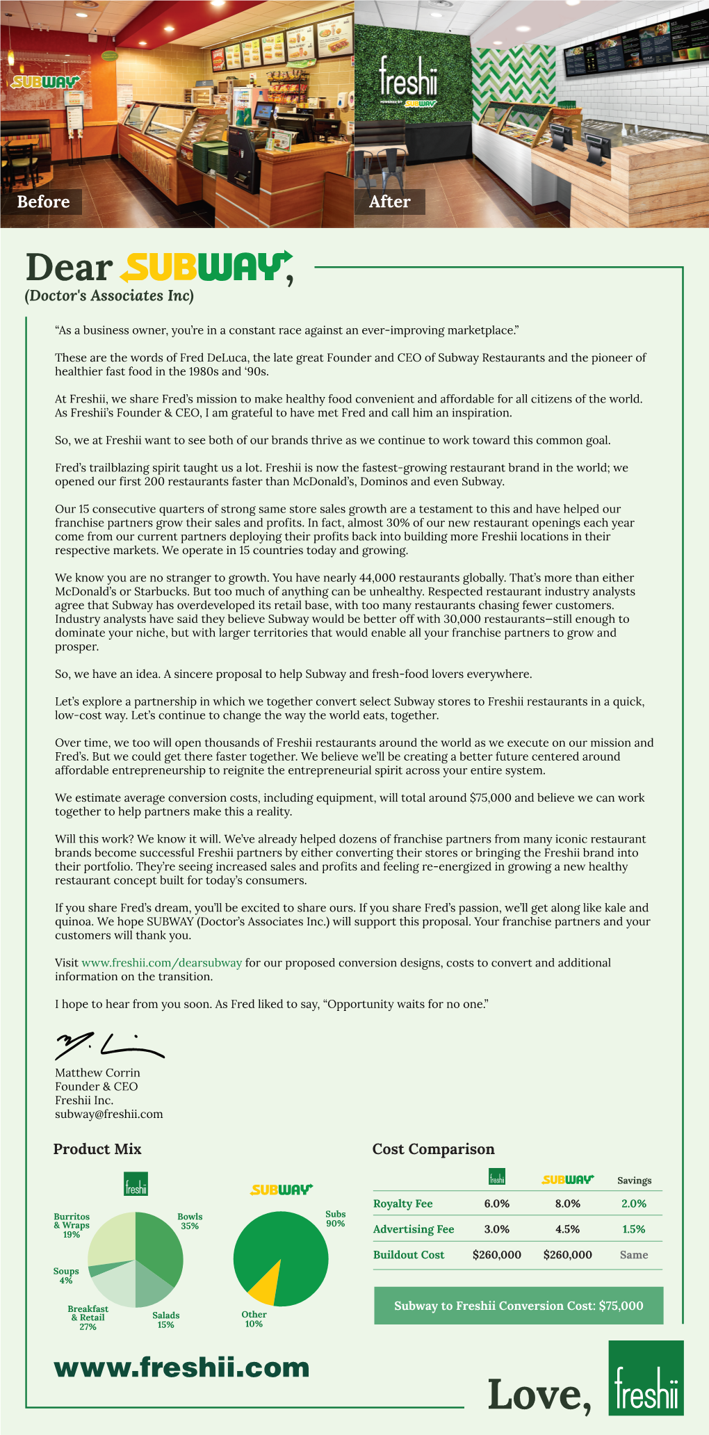 Freshii Subway Open Letter (Globe & Mail)