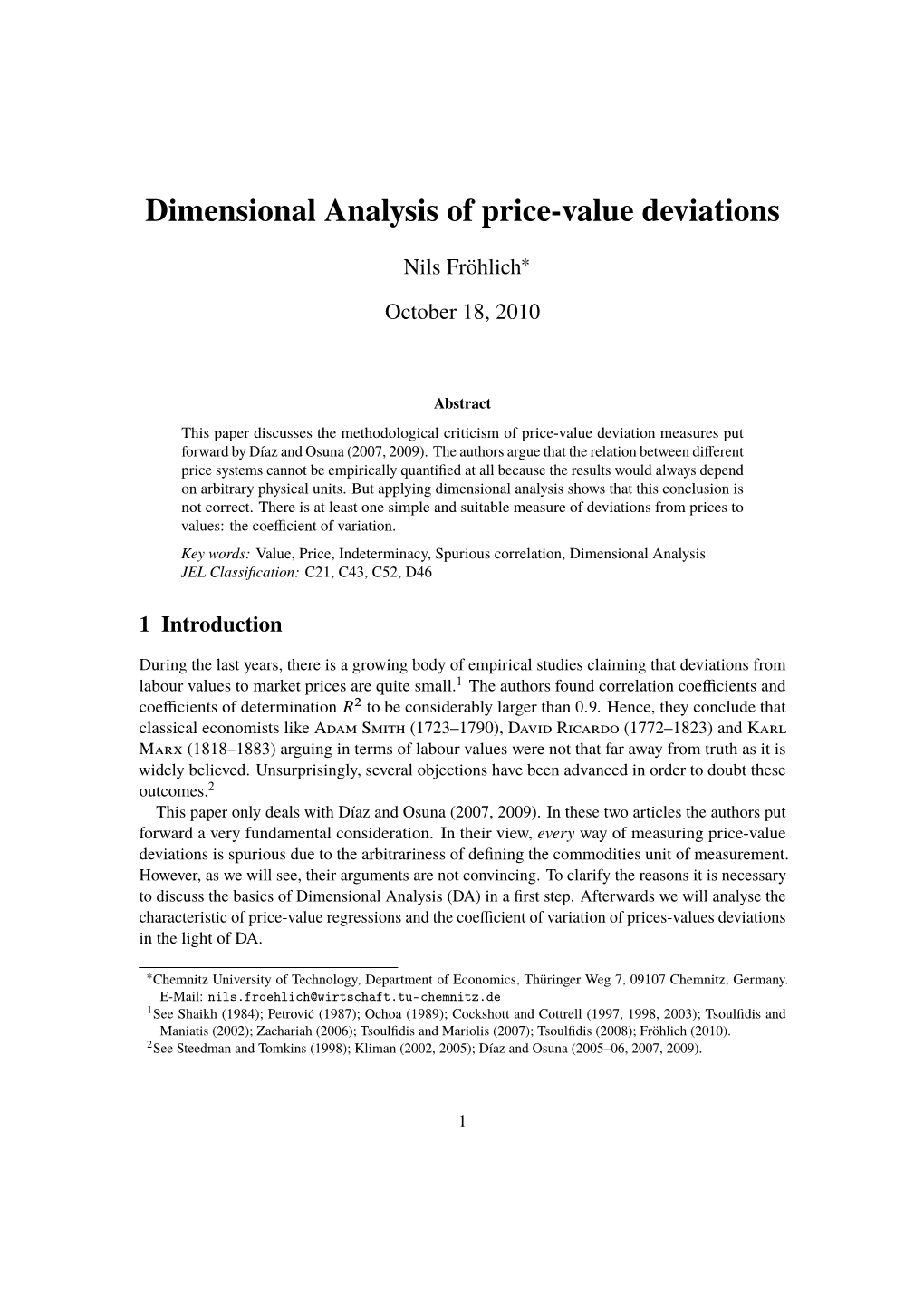 Dimensional Analysis of Price-Value Deviations