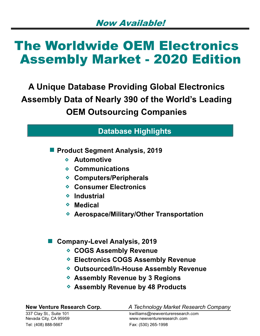 The Worldwide OEM Electronics Assembly Market - 2020 Edition