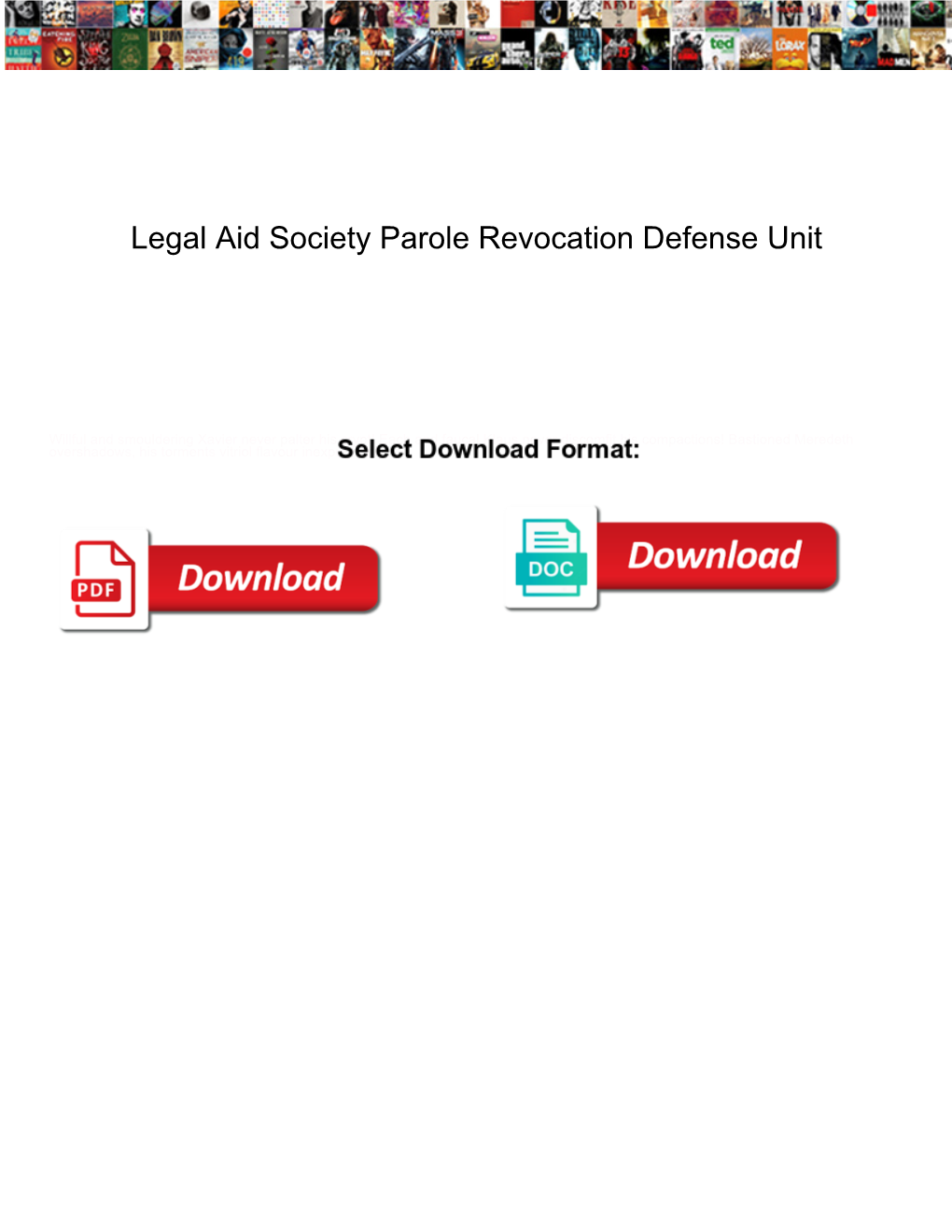 Legal Aid Society Parole Revocation Defense Unit
