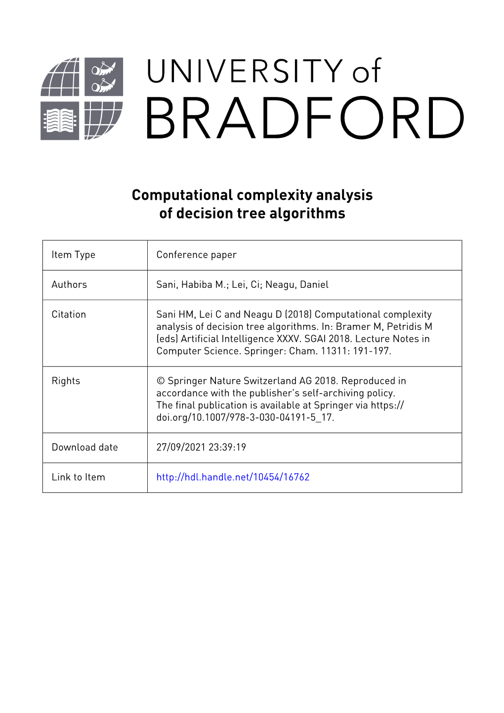 Computational Complexity Analysis of Decision Tree Algorithms