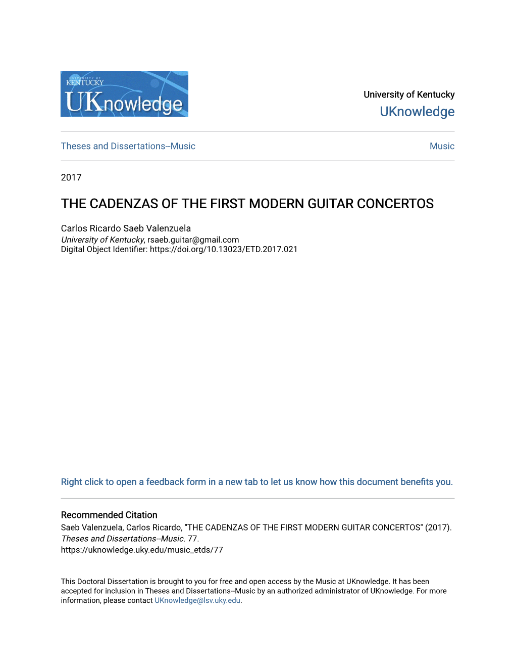 The Cadenzas of the First Modern Guitar Concertos