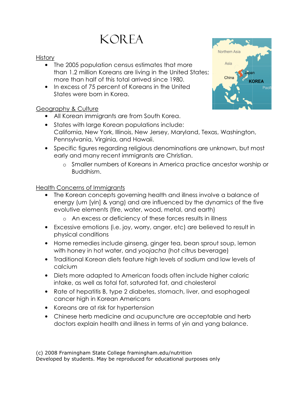 History • the 2005 Population Census