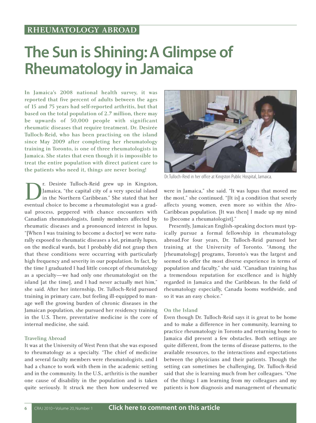 The Sun Is Shining: a Glimpse of Rheumatology in Jamaica