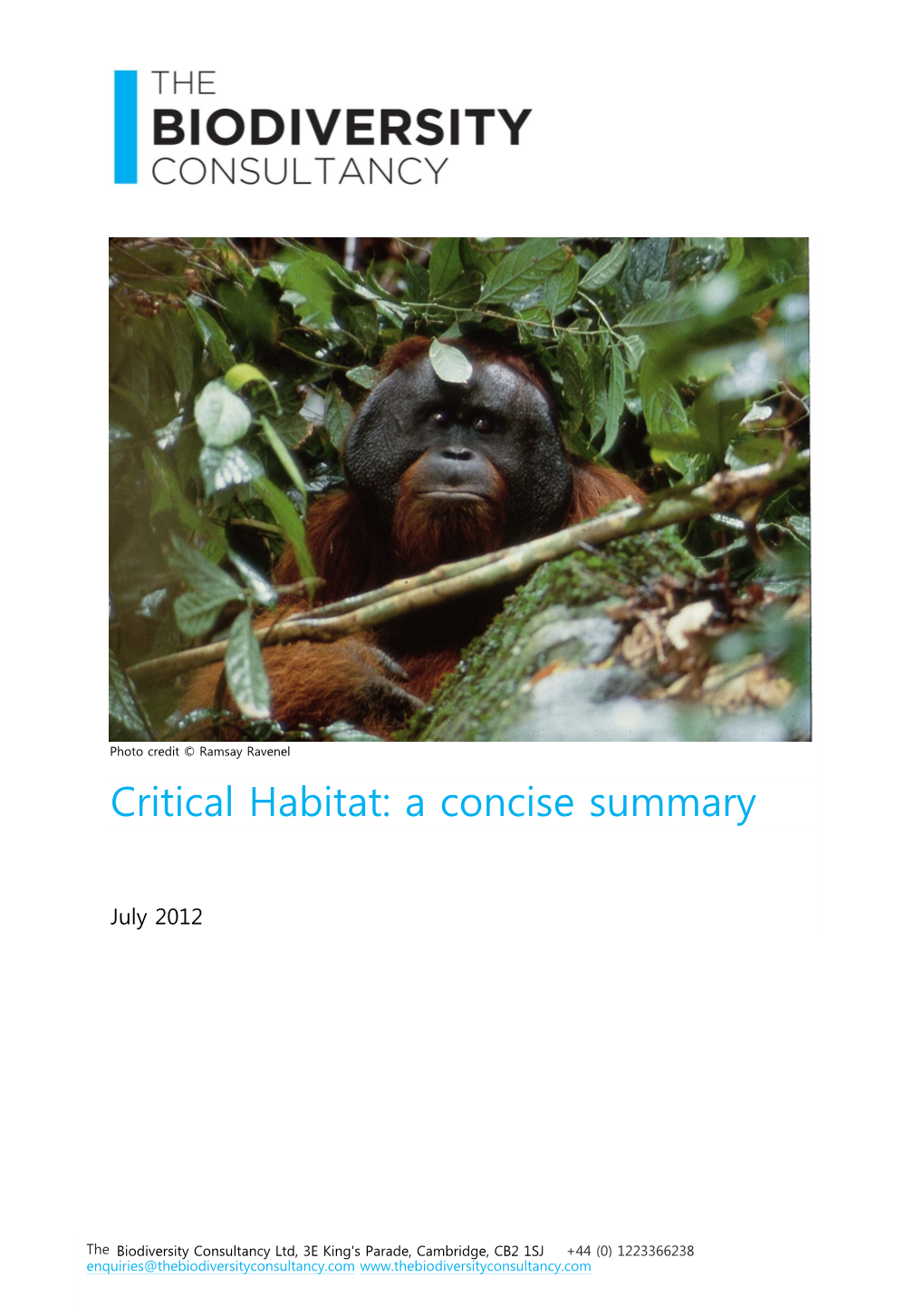 Critical Habitat: a Concise Summary