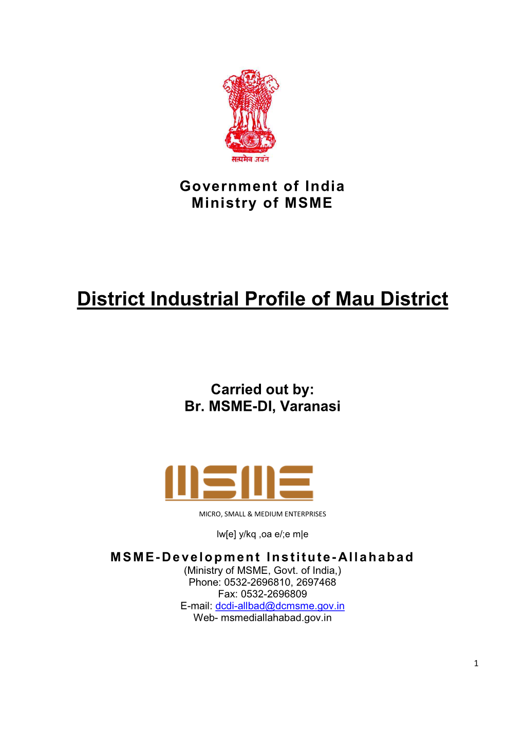 District Industrial Profile of Mau District