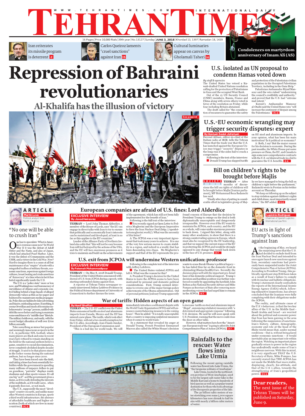 Repression of Bahraini Revolutionaries European Troika’S Inclination to Surrender to Washington” Were by Ramin Hossein Abadian Harassed Most All Bahraini Shiites