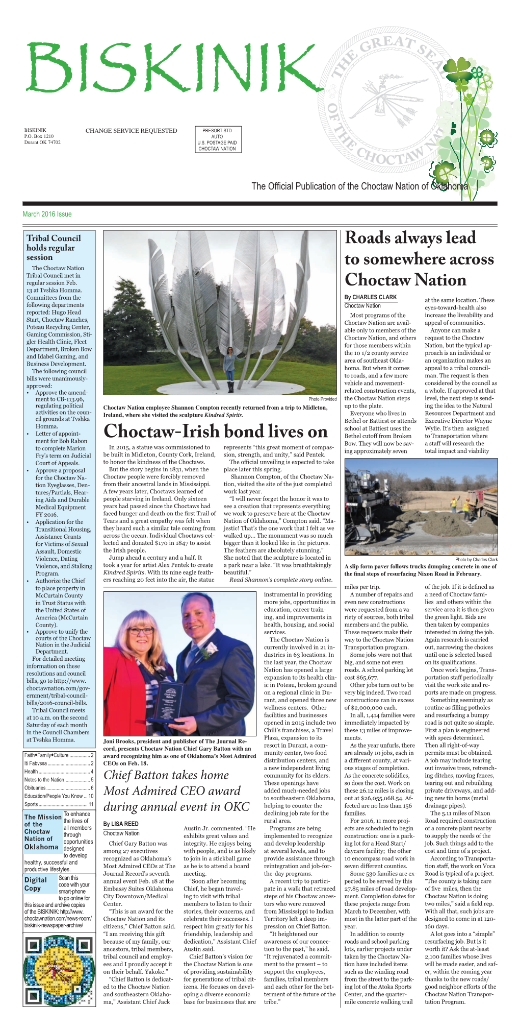 Choctaw-Irish Bond Lives On