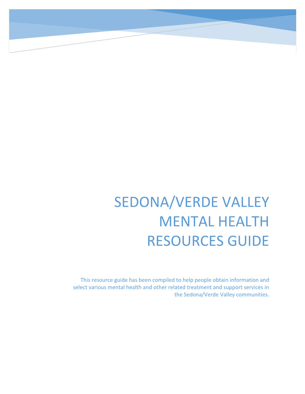 Sedona/Verde Valley Mental Health Resources Guide