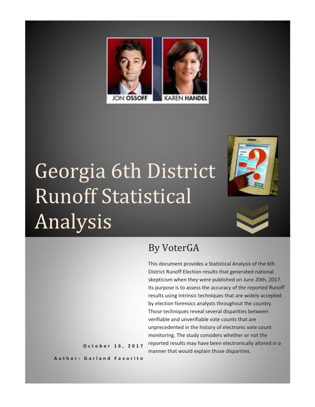 Georgia 6Th District Runoff Statistical Analysis