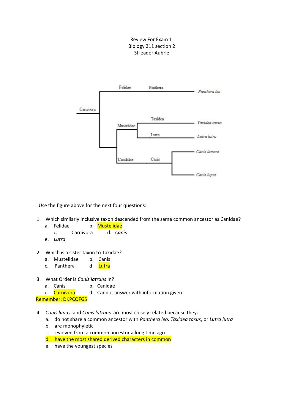 Use the Figure Above for the Next Four Questions