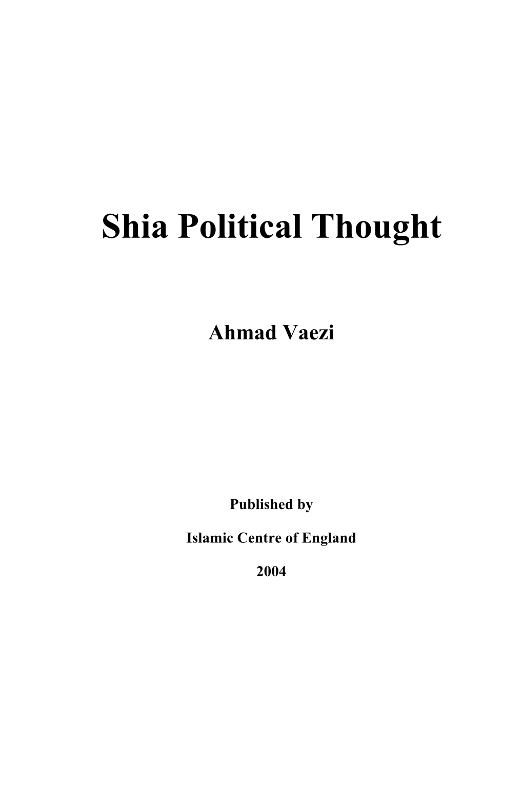 Shia Political Thought
