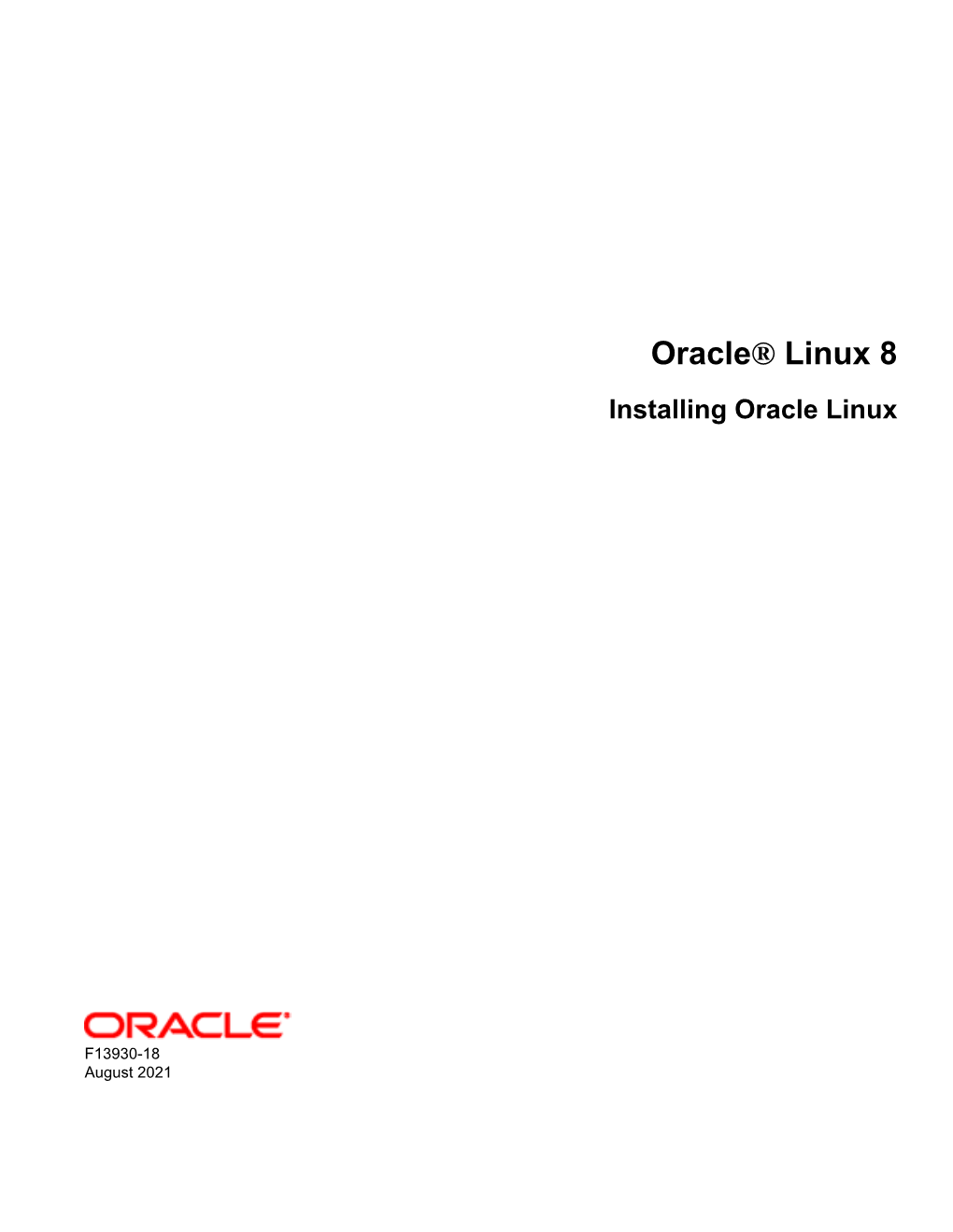 Oracle® Linux 8 Installing Oracle Linux
