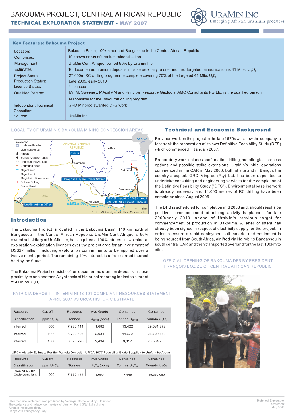 Bakouma Deposit Description