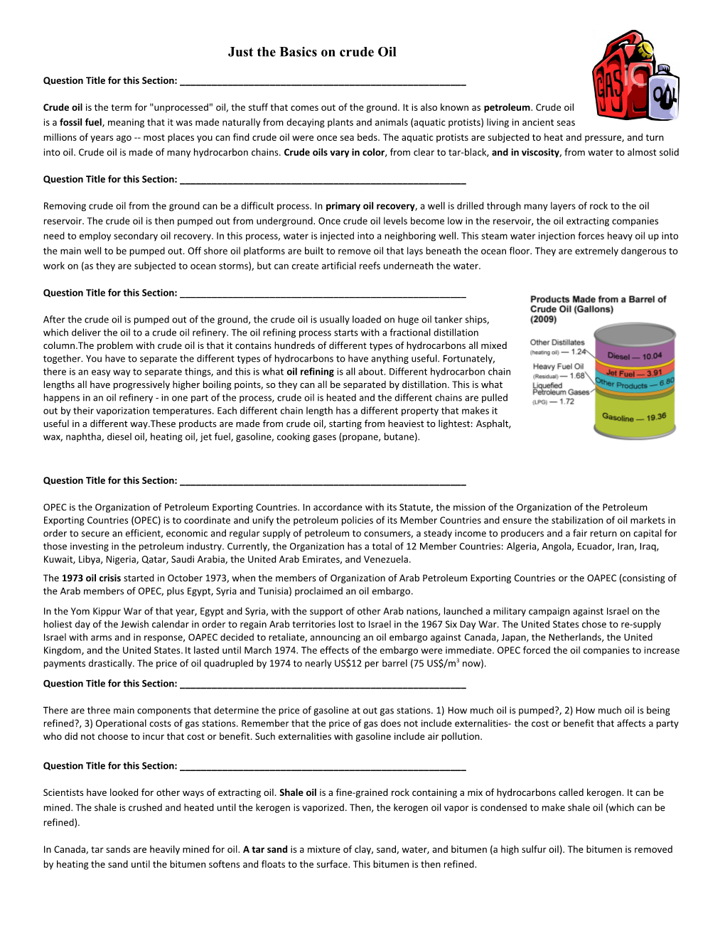 Just the Basics on Crude Oil