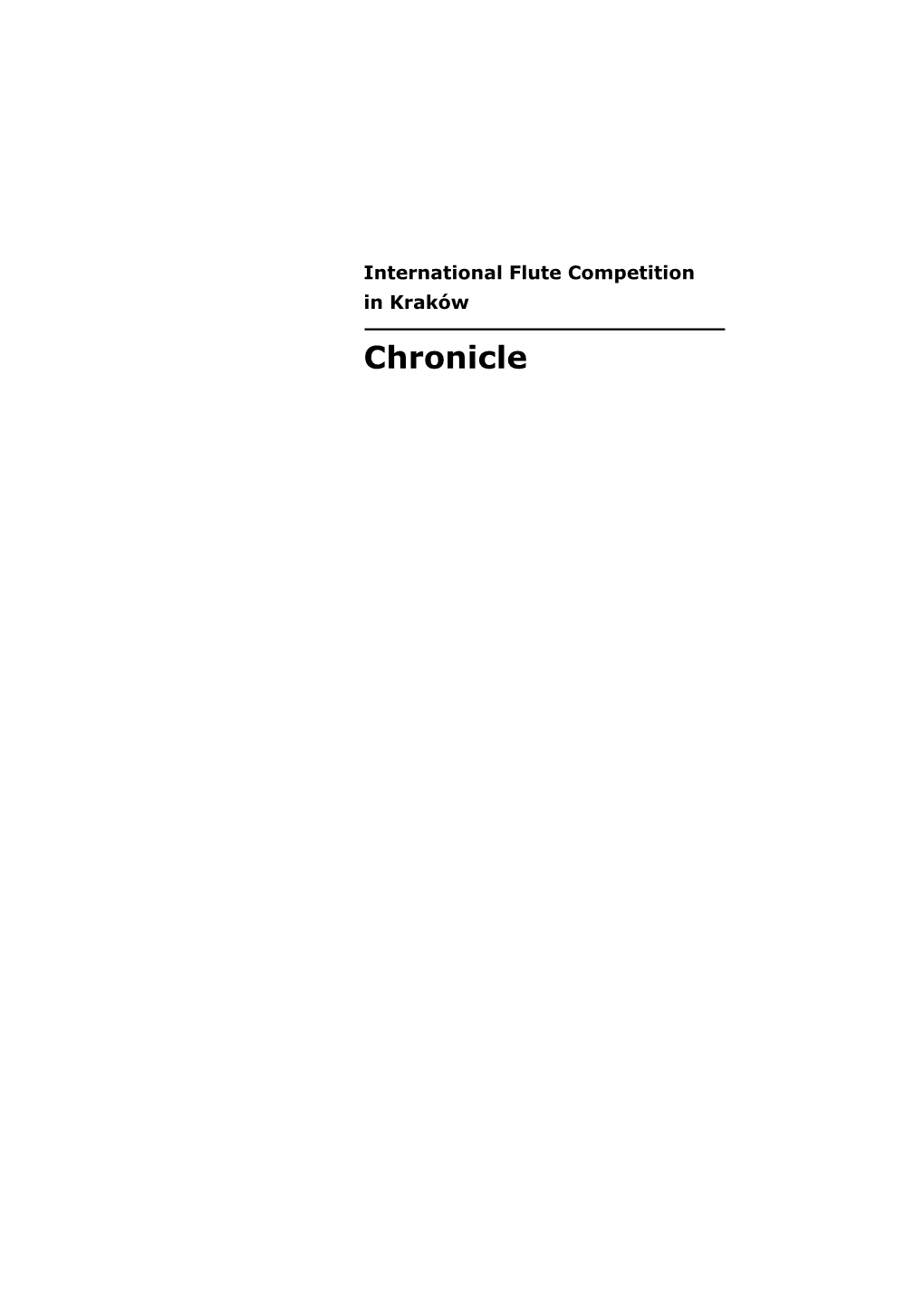 Chronicle of the International Flute Competition