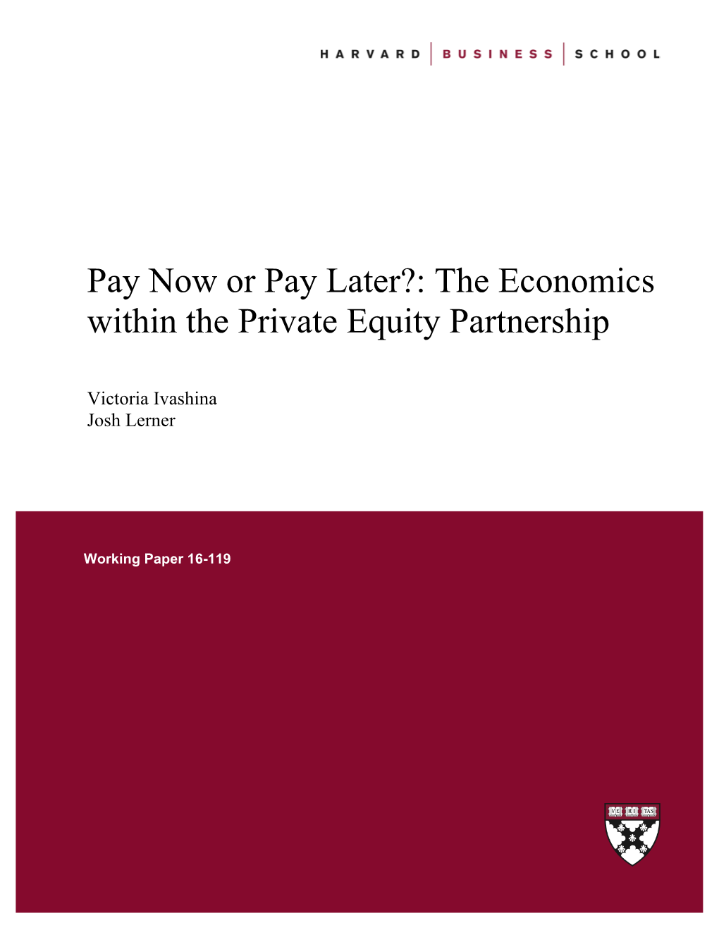 The Economics Within the Private Equity Partnership