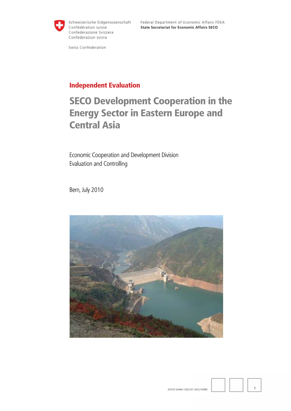 SECO Development Cooperation in the Energy Sector in Eastern Europe and Central Asia