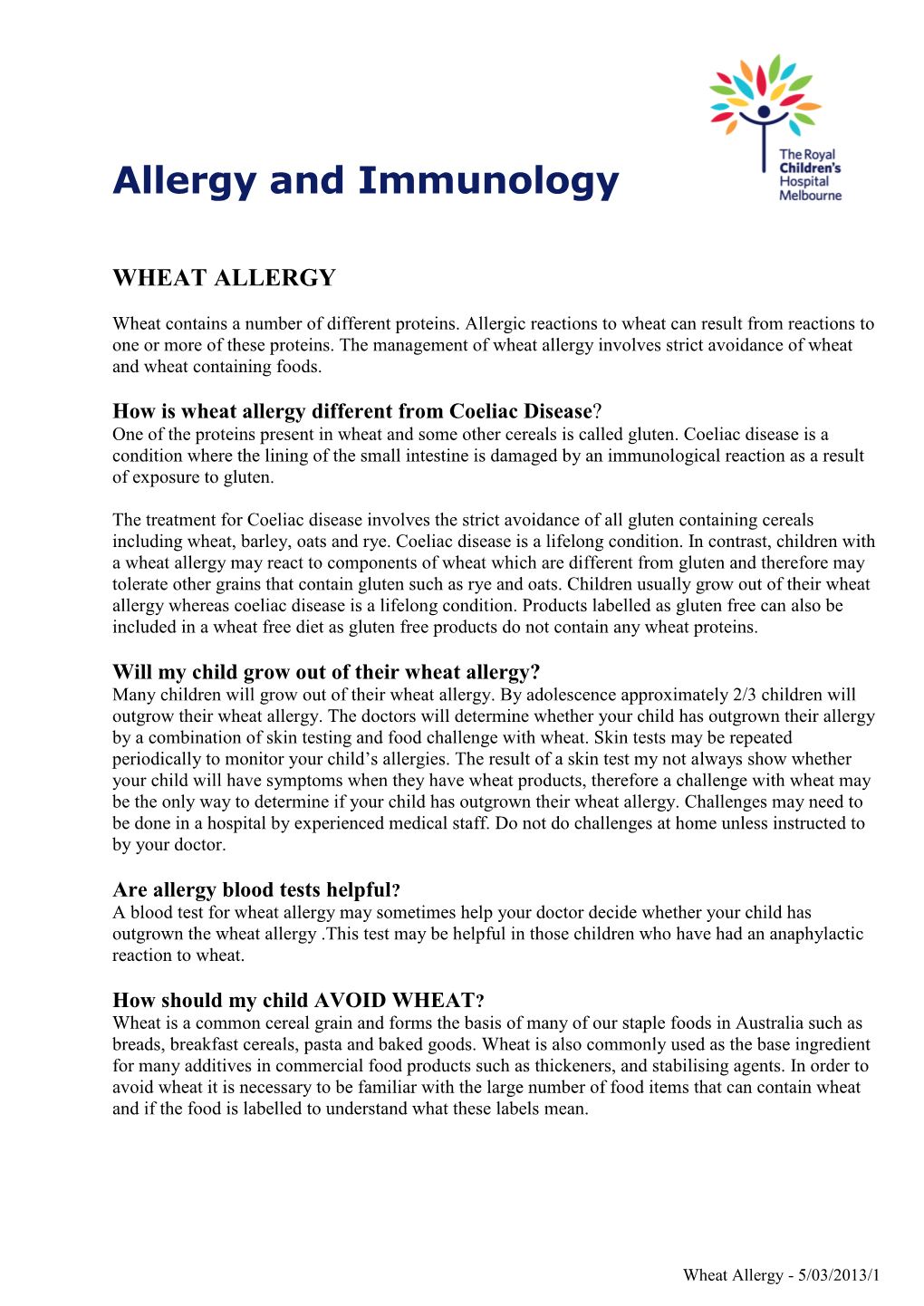 Wheat Allergy