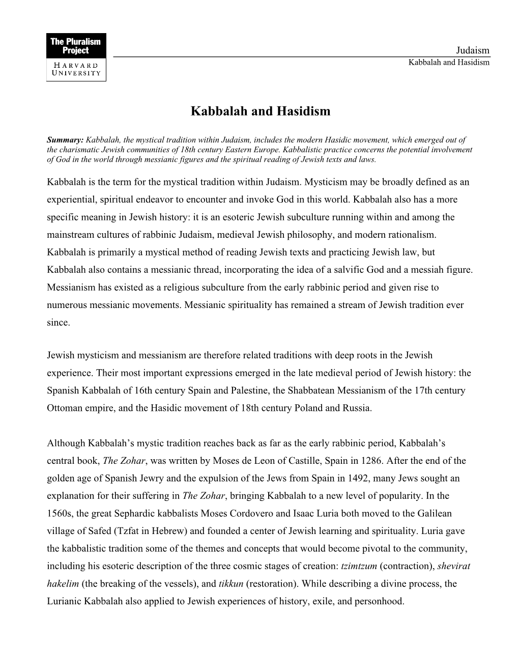 Kabbalah and Hasidism