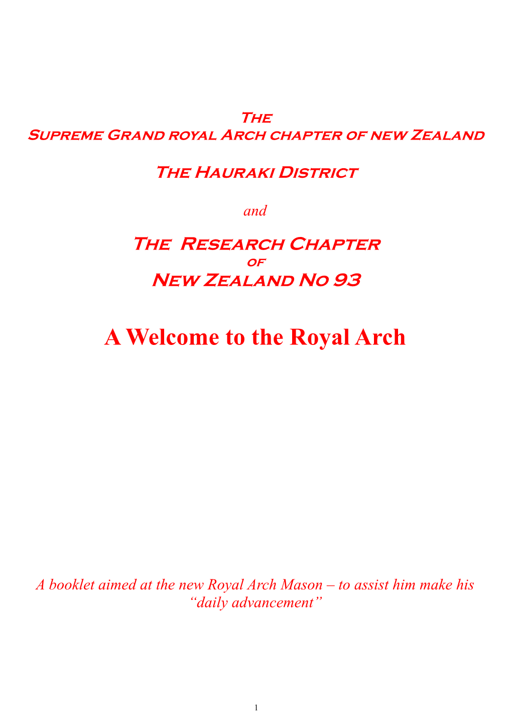 A Welcome to the Royal Arch