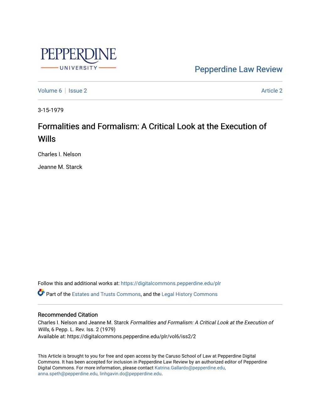 Formalities and Formalism: a Critical Look at the Execution of Wills