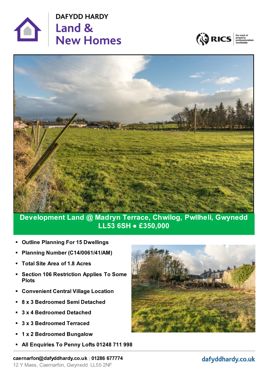 Development Land @ Madryn Terrace, Chwilog, Pwllheli, Gwynedd LL53 6SH £350,000