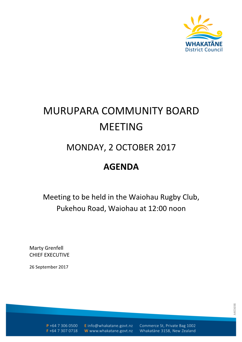 Murupara Community Board 2 October 2017