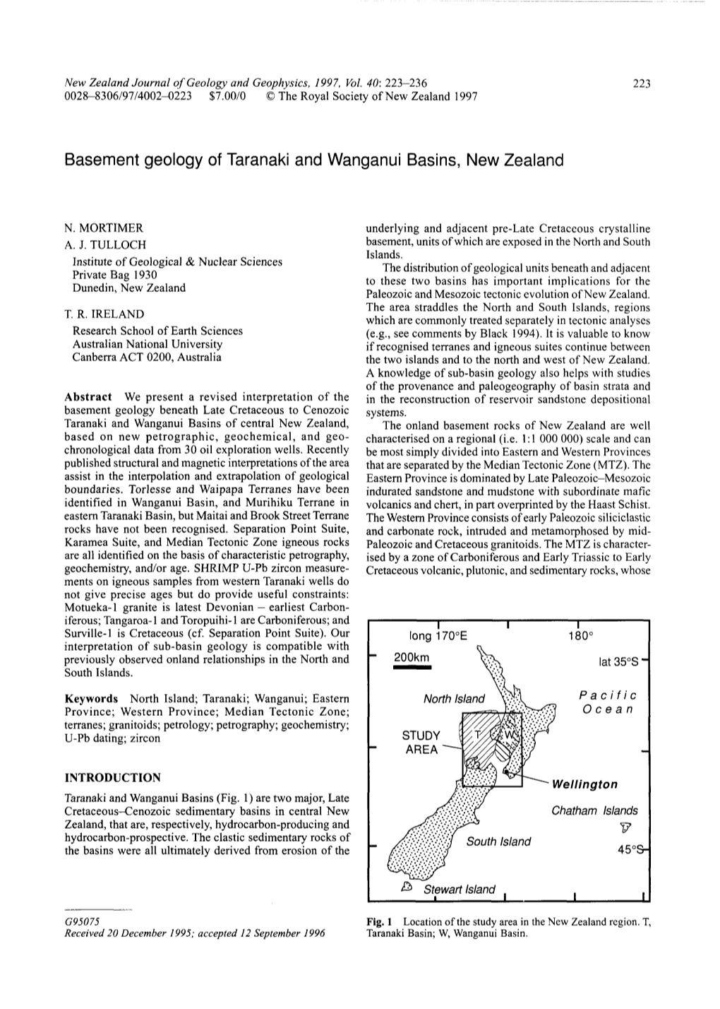 Basement Geology of Taranaki and Wanganui Basins, New Zealand