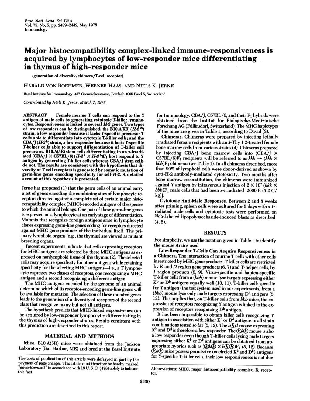 Major Histocompatibility Complex-Linked Immune