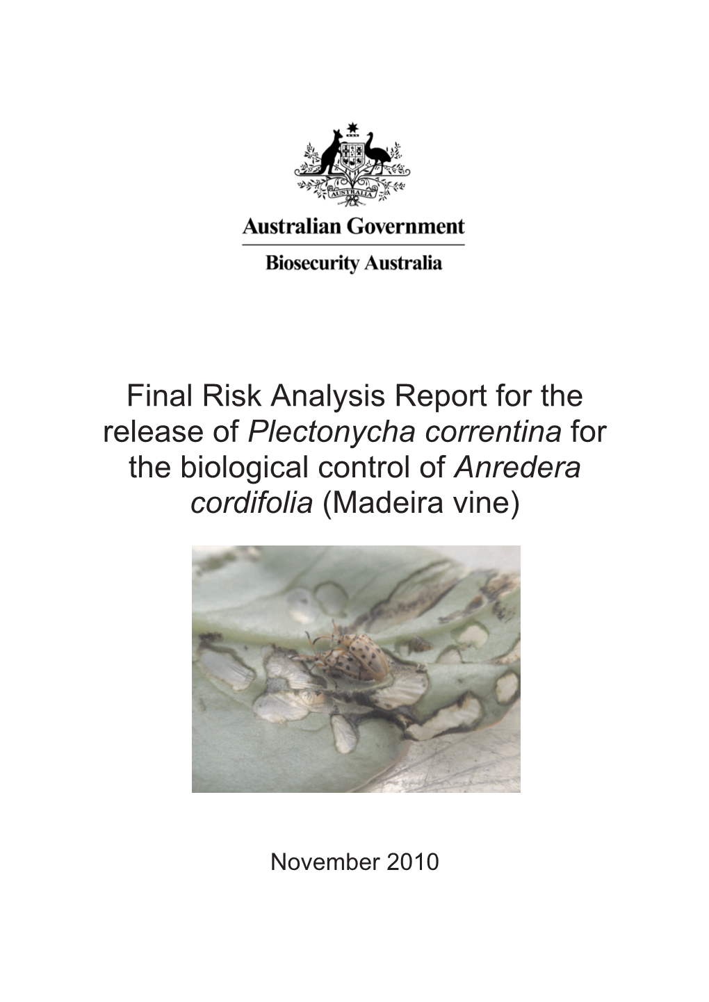 Biological Control for Madeira Vine