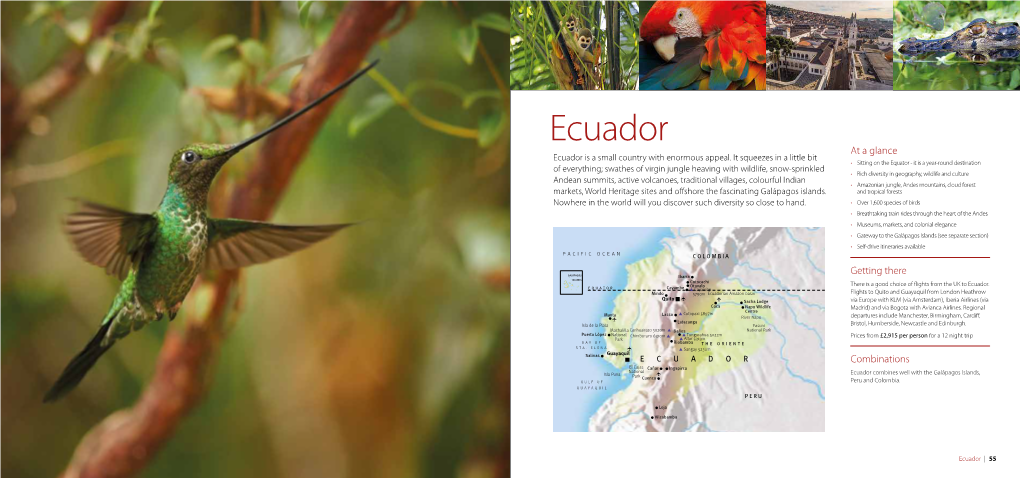 Ecuador at a Glance Ecuador Is a Small Country with Enormous Appeal
