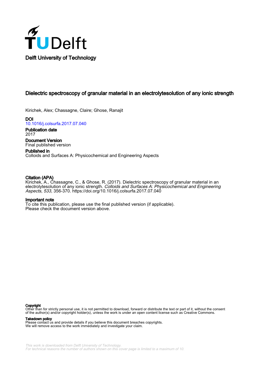 Dielectric Spectroscopy of Granular Material in an Electrolyte Solution of Any Ionic Strength