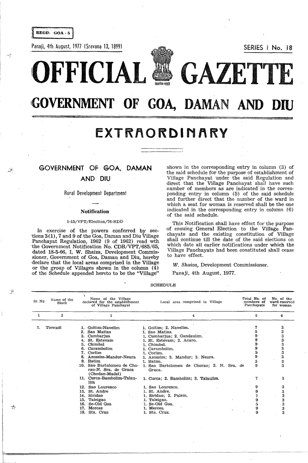 (Official Gazette Government of Goa, Daman and Diu