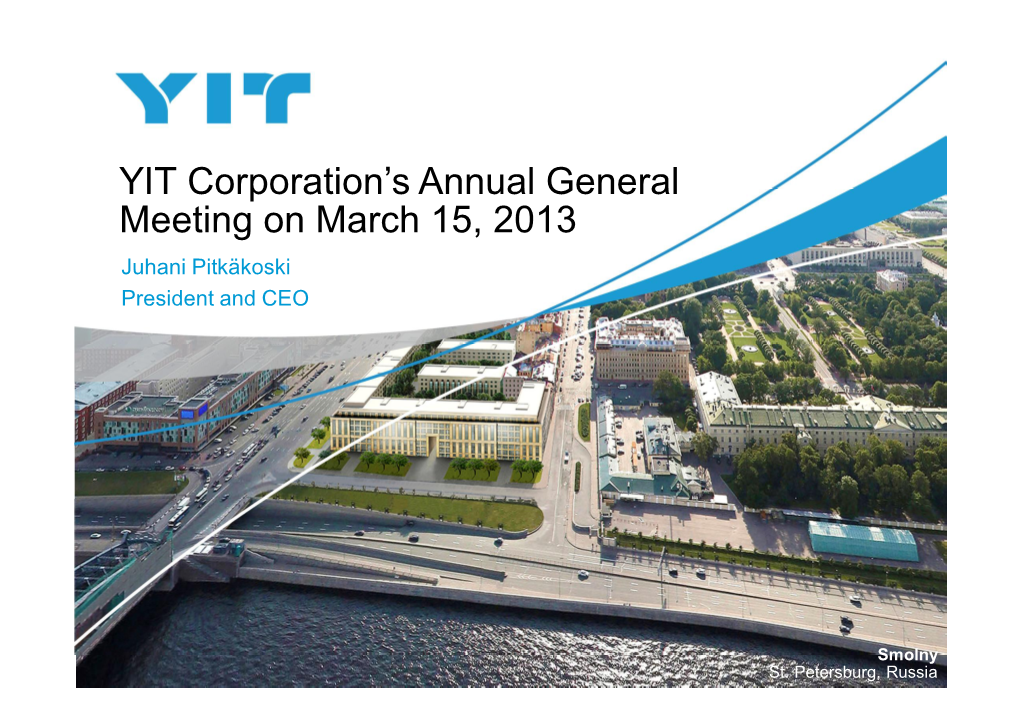 YIT Corporation's Annual General Meeting on March 15