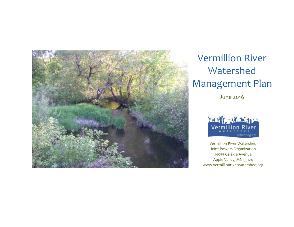 Vermillion River Watershed Joint Powers Organization 14955 Galaxie Avenue Apple Valley, MN 55124