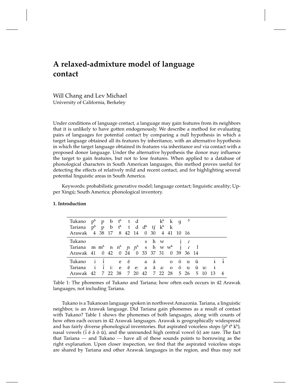 A Relaxed-Admixture Model of Language Contact