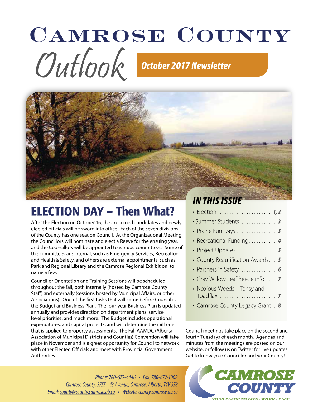 Camrose County Outlook October 2017 Newsletter