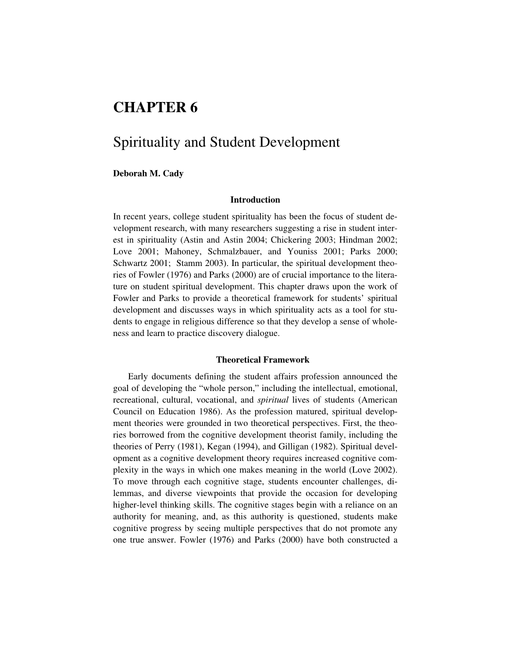 CHAPTER 6 Spirituality and Student Development