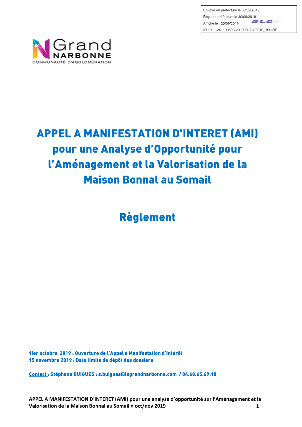 APPEL a MANIFESTATION D'interet (AMI) Pour Une Analyse